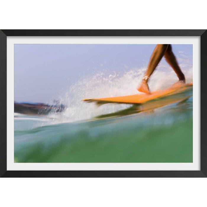 Affiche photo pas croisé hossegor beach Affiche + cadre en bois - Noir