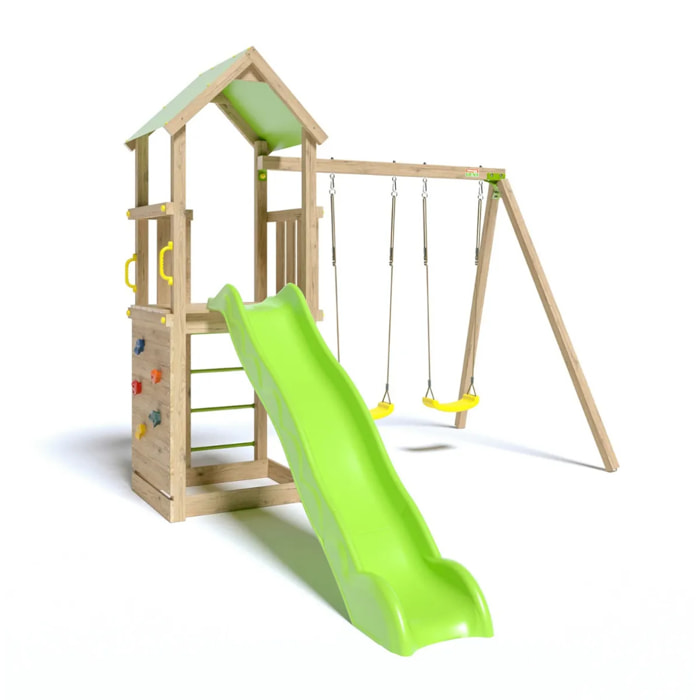 Aire de jeux bois 2,20 m SMART XPERIENCE - 7 enfants