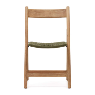 Silla plegable Dandara madera maciza acacia y estructura acero con cuerda verde FSC 100%