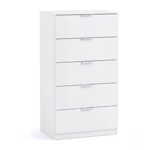 Cómoda alta de 5 cajones en blanco artik 60x110 cm Akari Blanco Artik (Blanco Mate)