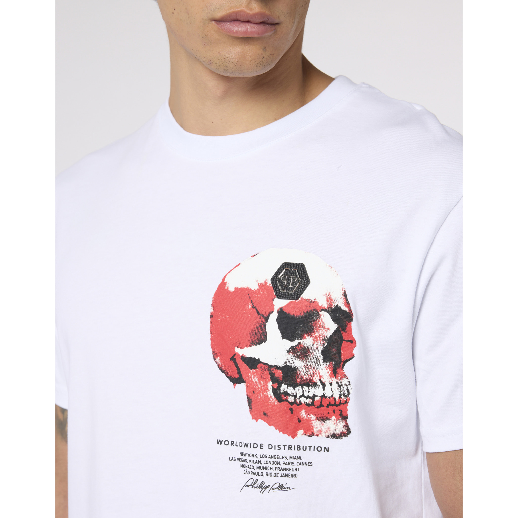 PHILIPP PLEIN Roundneck T-Shirt Puffy Red Skull Skull