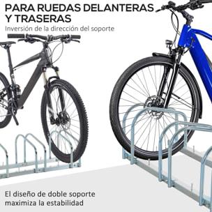 Aparcamiento para 3 Bicicletas Soporte de Acero para Aparcar Bicicletas en el Suelo o Pared Estacionamiento para Interior y Exterior 76x33x27 cm Plata