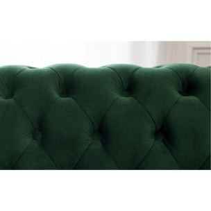 William - canapé Chesterfield d'angle gauche - 4 places - en velours - Vert