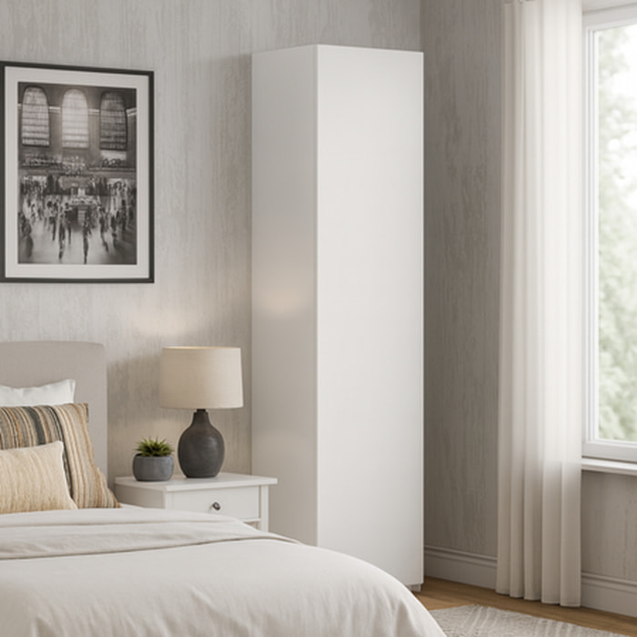 Libreria chiusa LONI 160x40 cm bianca con anta e ripiani interni