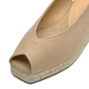 Alpargatas de cuña de mujer Dosalia en algodón acabado lavado, yute a tono