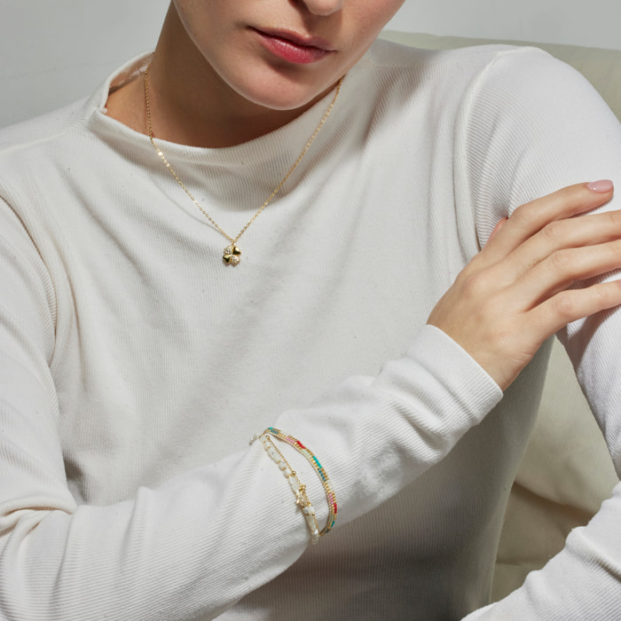 Pulsera con Cristal Multicolor acabado oro 18k