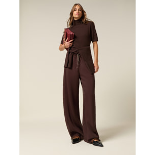 Oltre - Joggers soft touch con patch in pizzo - Marrone