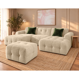 Diane - pouf en velours texturé - Beige