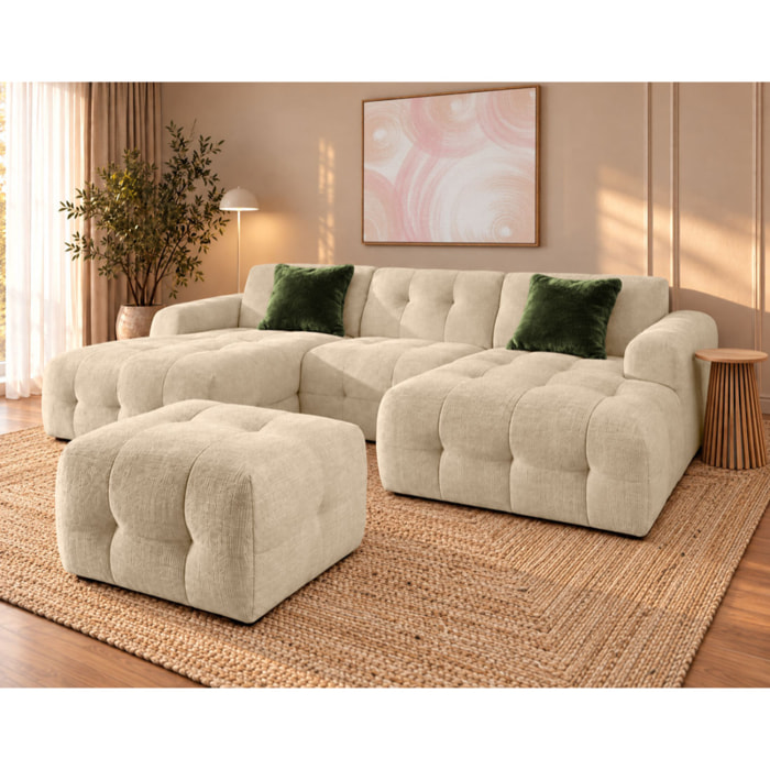 Diane - pouf en velours texturé - Beige