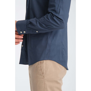 Camicia Uomo 2 Bottoni Button Down 7bottoni Doppio Coll Jacquard Fantasia Blu/Celeste