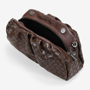 Bolso bandolera marrón con trenzado