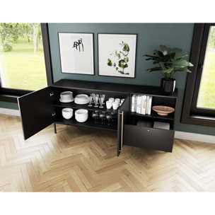 Felicia - buffet bas - noir - 2 portes, 1 tiroir et 1 niche - 180 cm - Noir