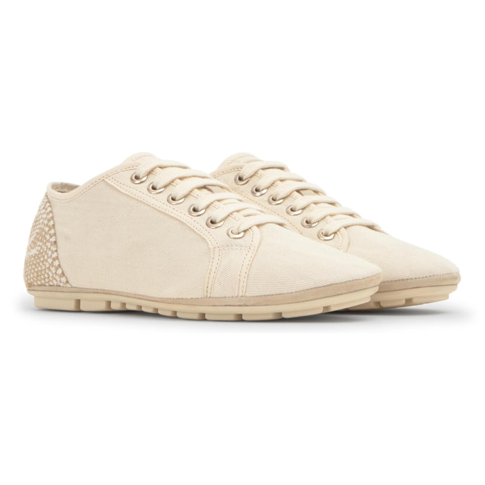 Sneaker Lexi plana en algodón con talonera de yute y cierre de cordones