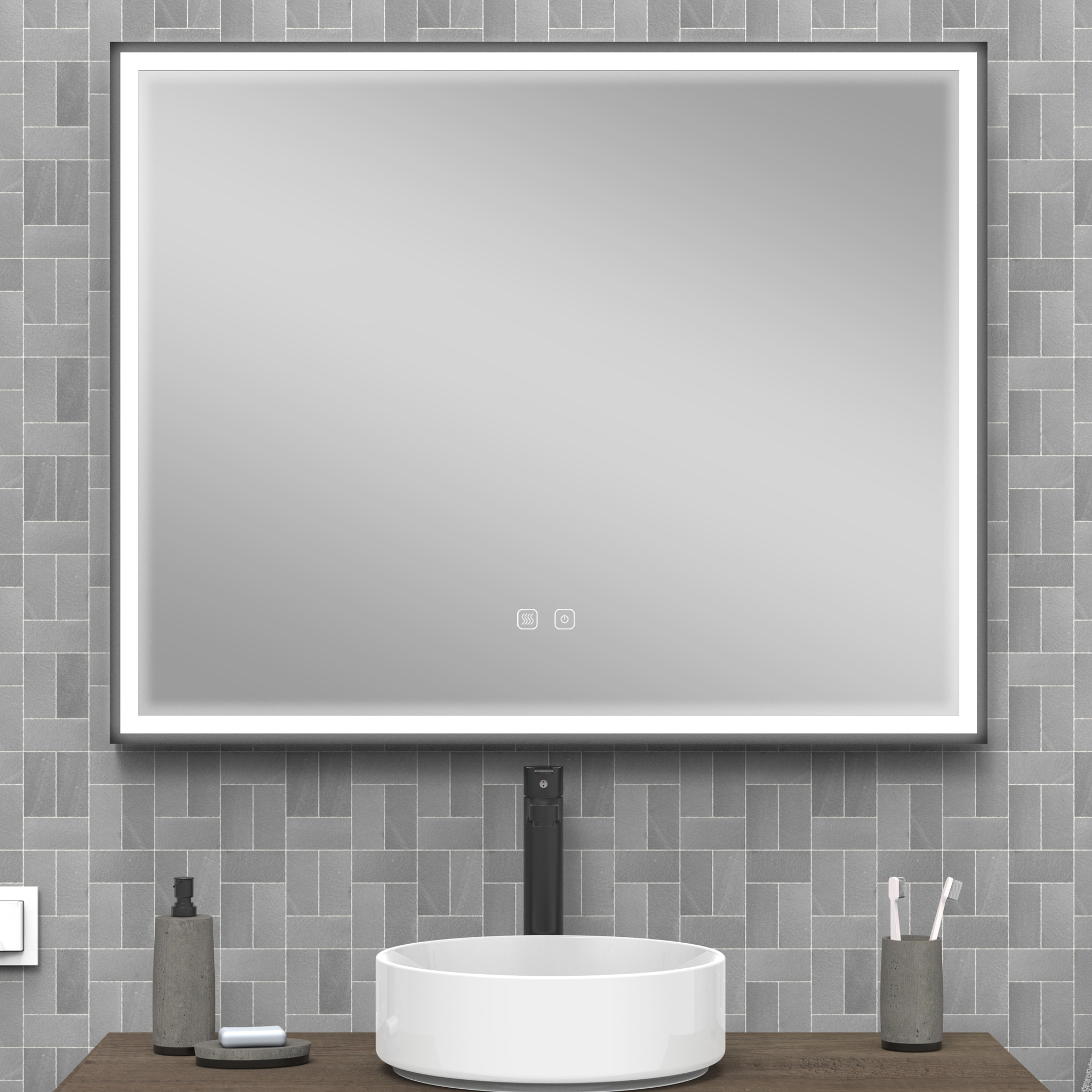 Miroir de salle de bain LED tactile Alday, 100 cm