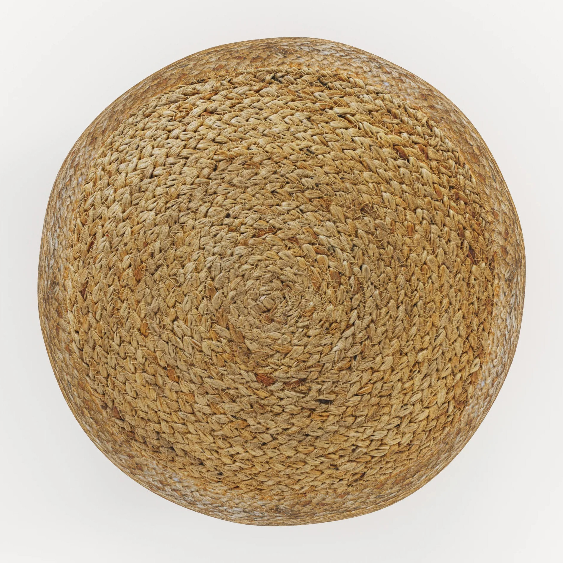 Pouf rond en jute, fines rayures blanches D40 cm - Billy