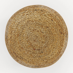 Pouf rond en jute, fines rayures blanches D40 cm - Billy