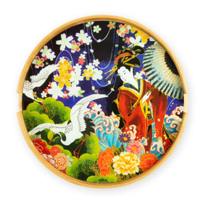 Tavolino Excelsa Kimono in bambù e vetro 48x48x44 cm multicolore