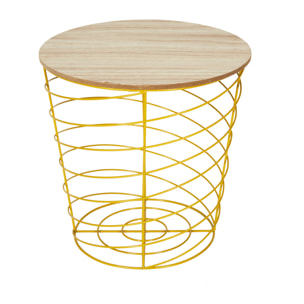 Table Filaire Bois Et Metal Cyclone Jaune
