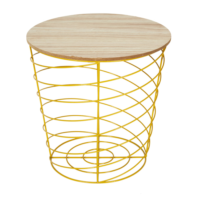 Table Filaire Bois Et Metal Cyclone Jaune
