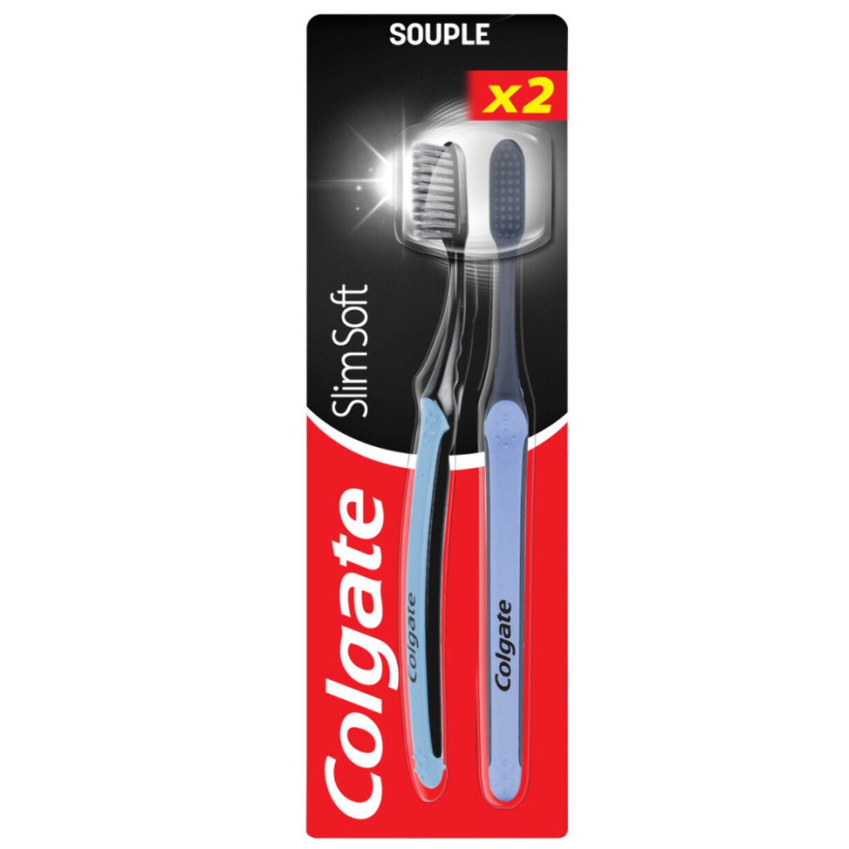 Lot Brosses à dents Colgate Slimsoft Active Charbon x2