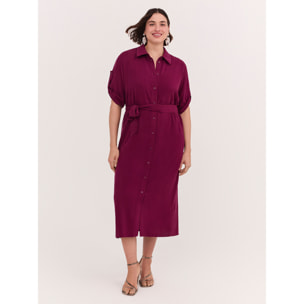 Fiorella Rubino - Vestito chemisier Power in viscosa - Bordeaux