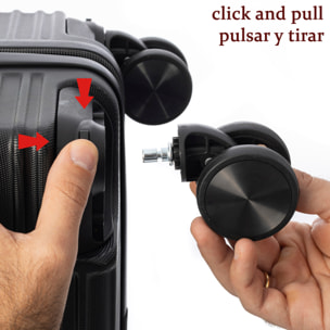 DAM Set di 3 valigie Trolley, in materiale leggero ABS ad alta resistenza. Chiusura numerica e 4 ruote doppie estraibili e girevoli a 360°. 50x29x76 Cm. Colore: Nero