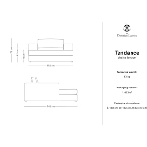 Méridienne "Tendance" en tissu structurel menthe