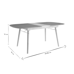 Table extensible rallonges intégrées rectangulaire en bois clair chêne L150-180 cm SHELDON