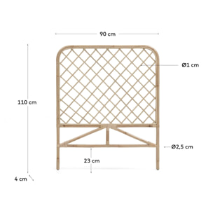 Kave Home - Testiera Citlalli in rattan finitura naturale per letto da 90 cm