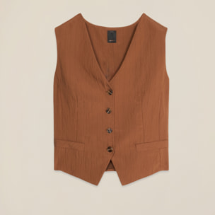 Oltre - Gilet in tessuto fluido - Marrone