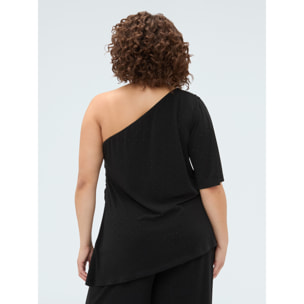 Fiorella Rubino - T-shirt monospalla in jersey con punti luce - Nero