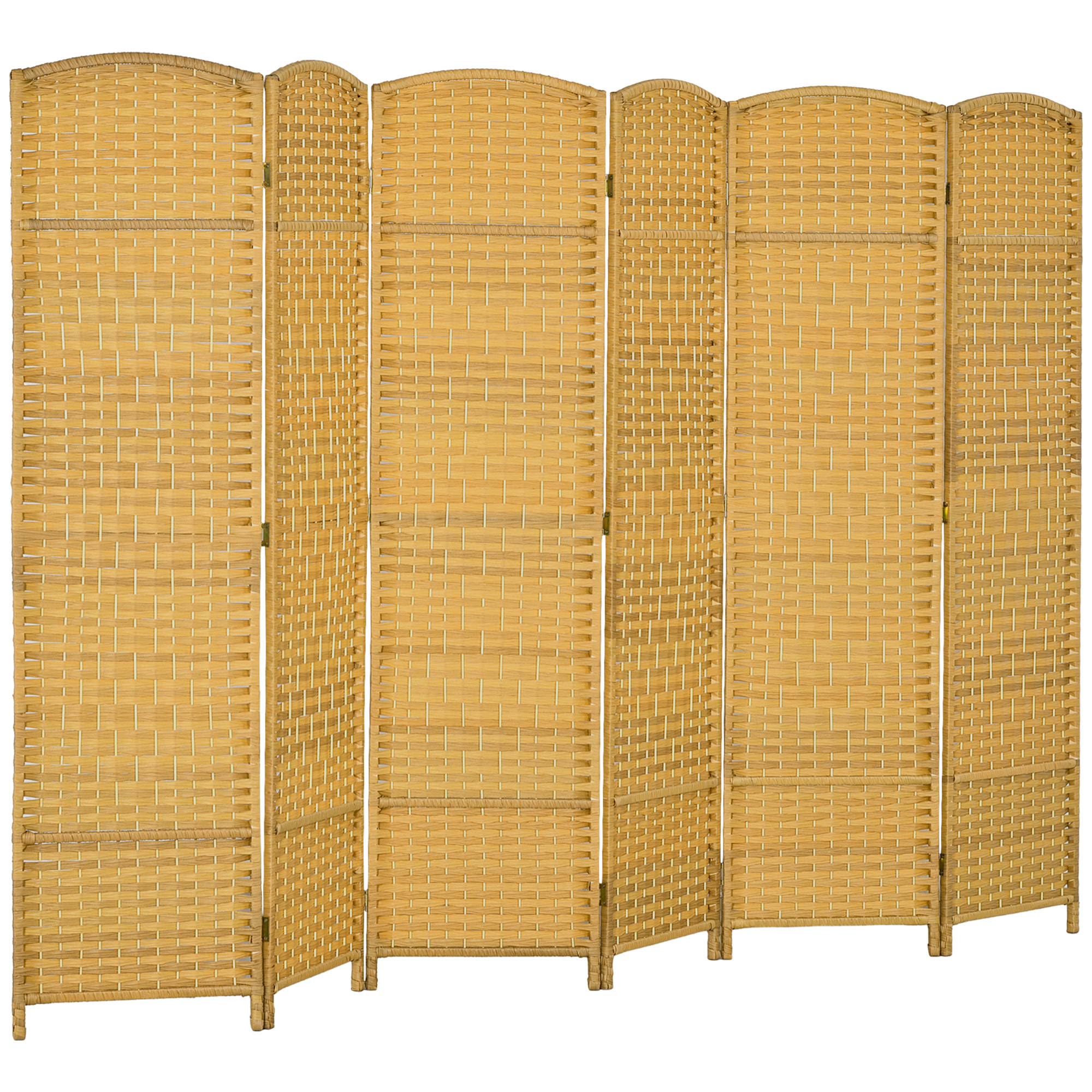 Biombo Plegable de 6 Paneles 270x180 cm Biombo Separador de Ambientes Pantalla de Privacidad de Polipropileno para Oficina Dormitorio Natural