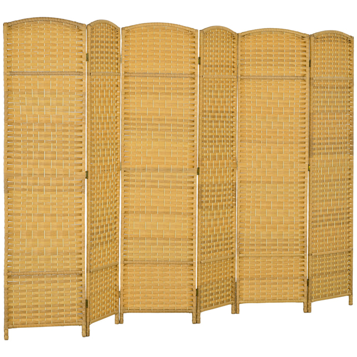 Biombo Plegable de 6 Paneles 270x180 cm Biombo Separador de Ambientes Pantalla de Privacidad de Polipropileno para Oficina Dormitorio Natural
