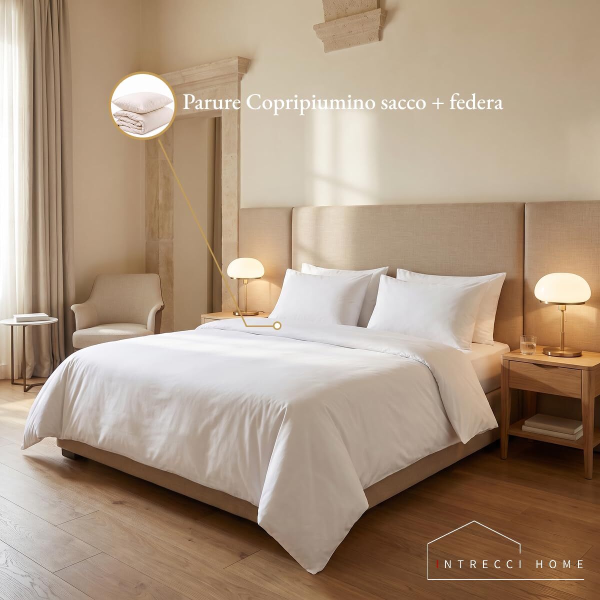 Parure copripiumino in cotone - Beige