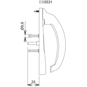 Poignée 20° intérieur 5531 LA CROISEE DS - Profil 35 à 53mm - Blanc 9016 - Gauche - DS5531-G086