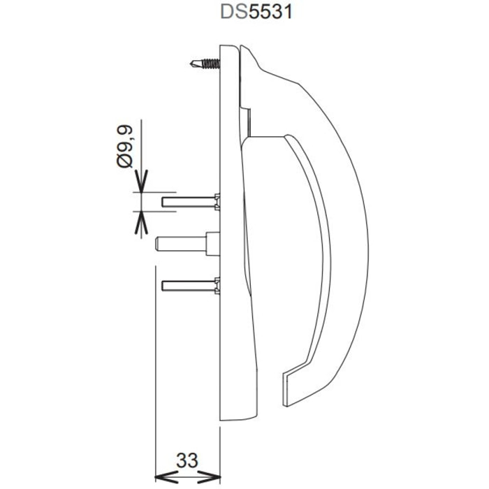 Poignée 20° intérieur 5531 LA CROISEE DS - Profil 35 à 53mm - Blanc 9016 - Gauche - DS5531-G086