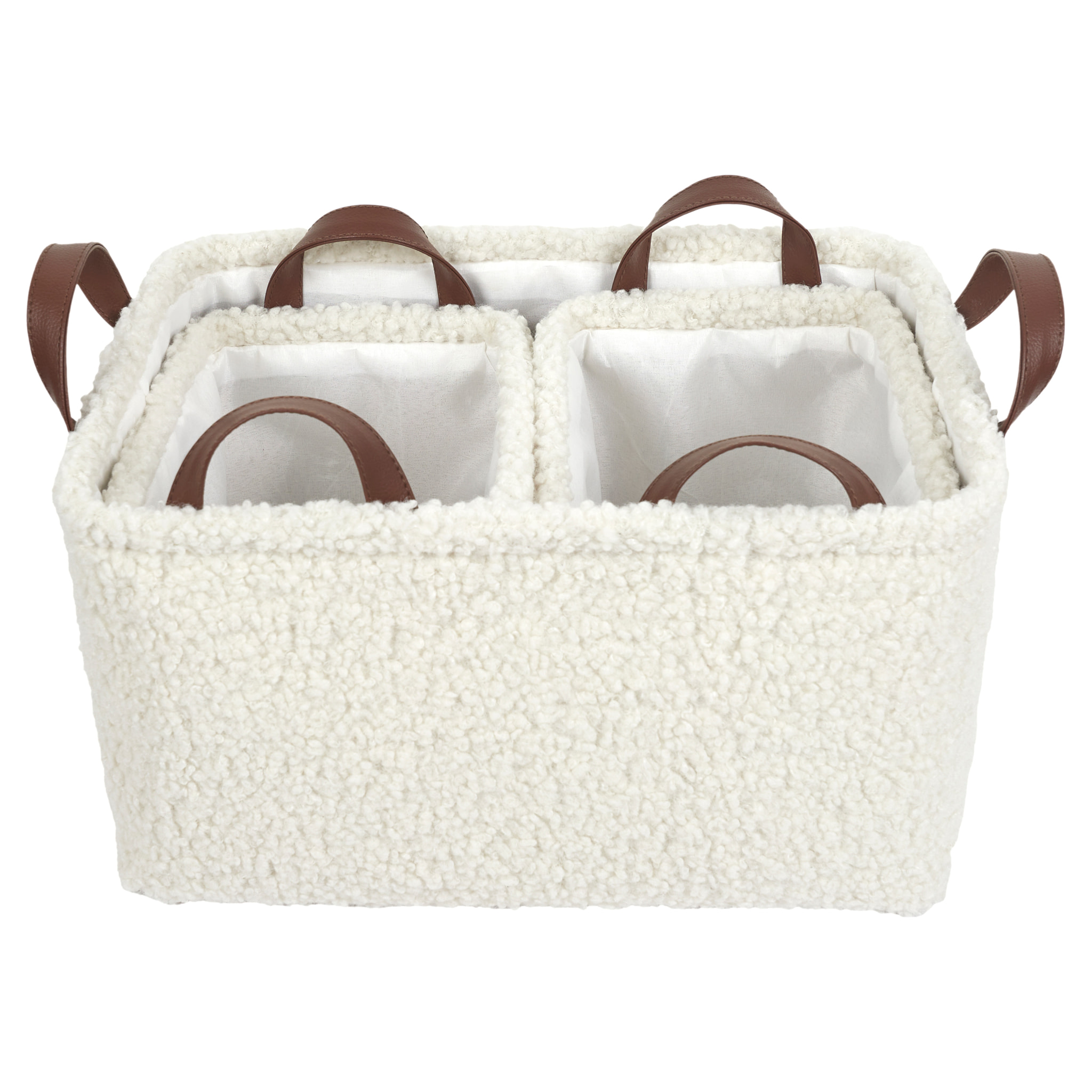 Panier Rangement Velours Cotele Blanc