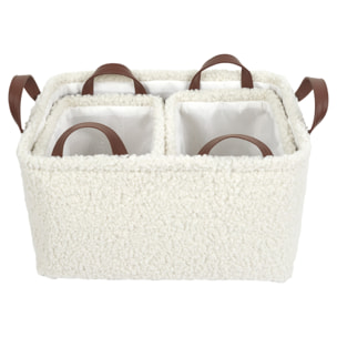Panier Rangement Velours Cotele Blanc