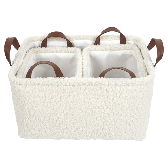 Panier Rangement Velours Cotele Blanc