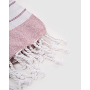 Pack bolso + toalla pareo algodón raya indra rosa