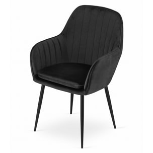 Sedia di design Lugo in velluto nero con gambe in metallo