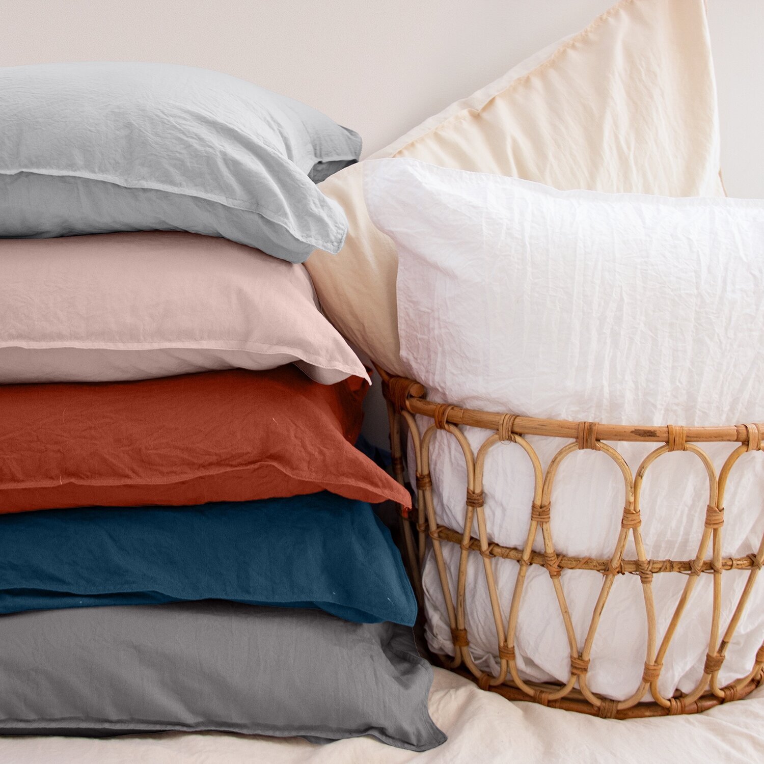 Drap housse uni microfibre lavée terracotta
