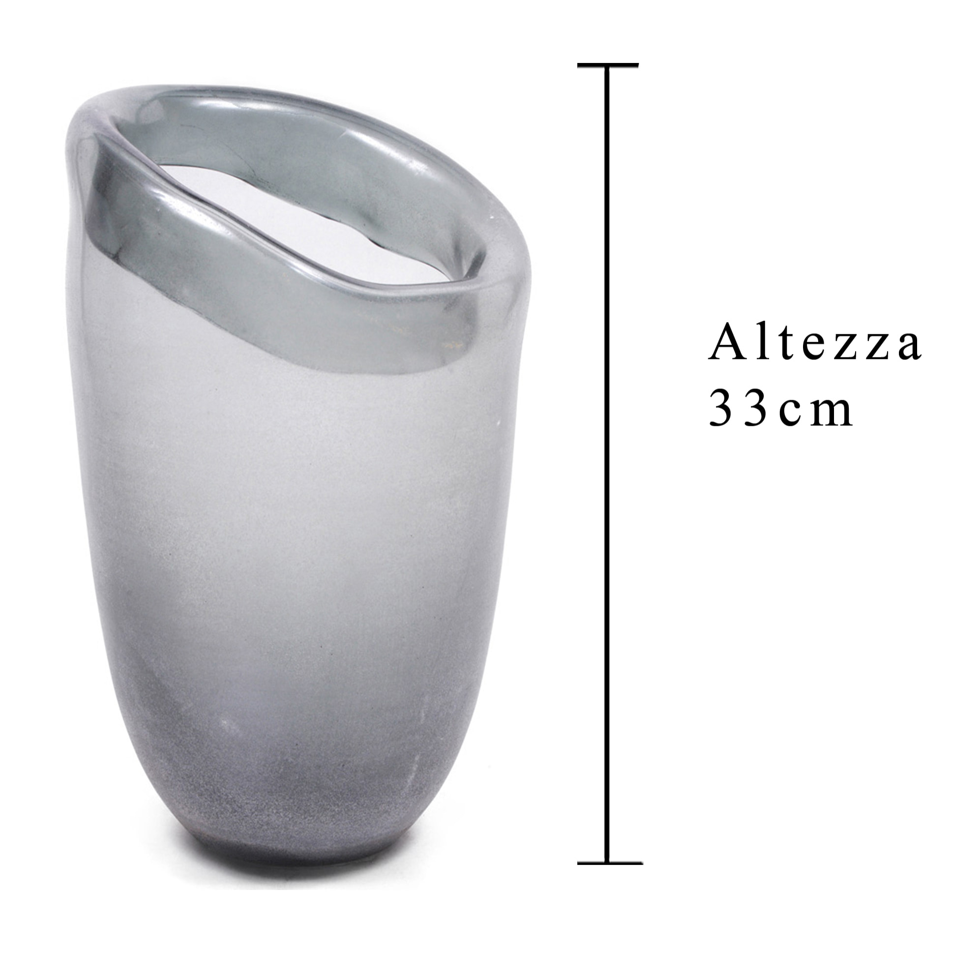 Vaso Obliquo Bordo Interno. Altezza 33 Cm - Pezzi 1 - 19,5X33X19,5cm - Colore: Grigio - Bianchi Dino - Decori Casa E Complementi