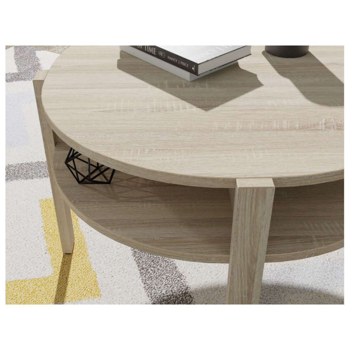Table basse ronde en bois avec niches - 5 coloris - BAGO