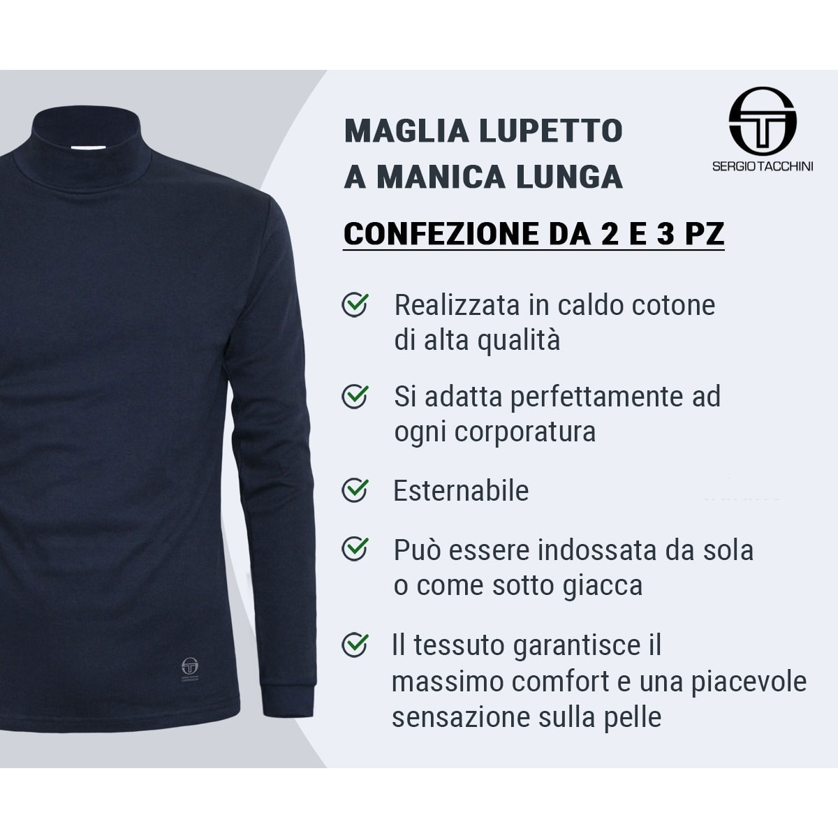 2 Maglie lupetto Uomo Caldo Cotone Sergio Tacchini