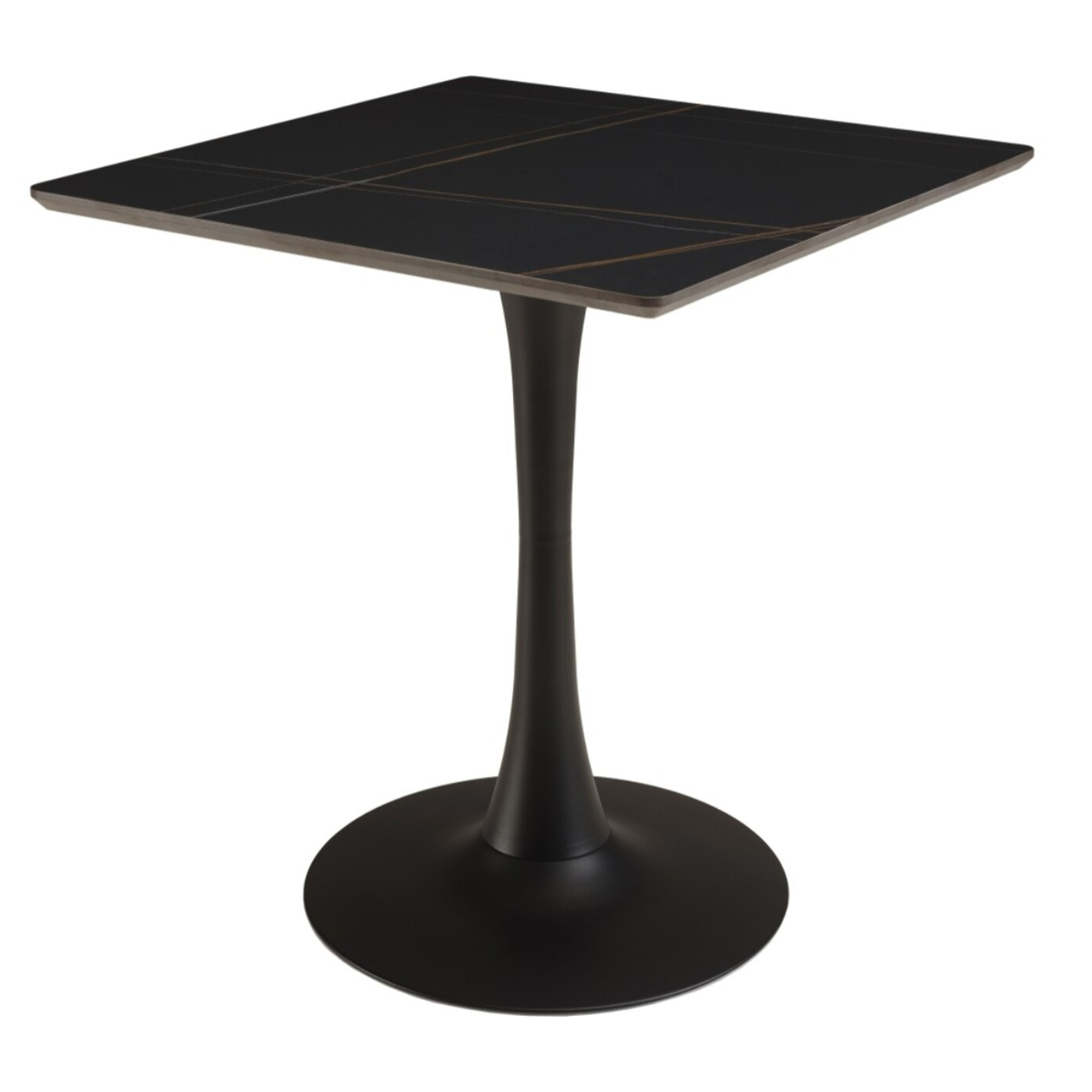 ICARE - Ensemble n°3: table bistrot 70x70cm en céramique marbré noir