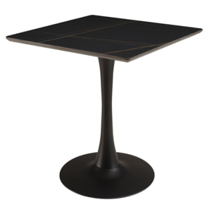 ICARE - Ensemble n°3: table bistrot 70x70cm en céramique marbré noir