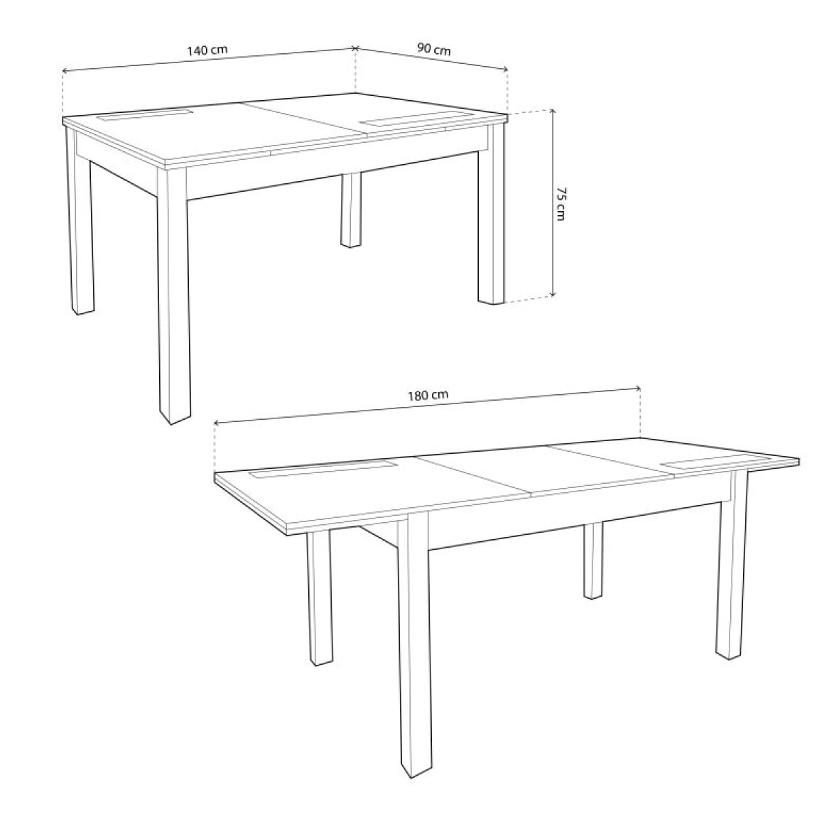 Mesa de comedor extensible Nuka Blanco