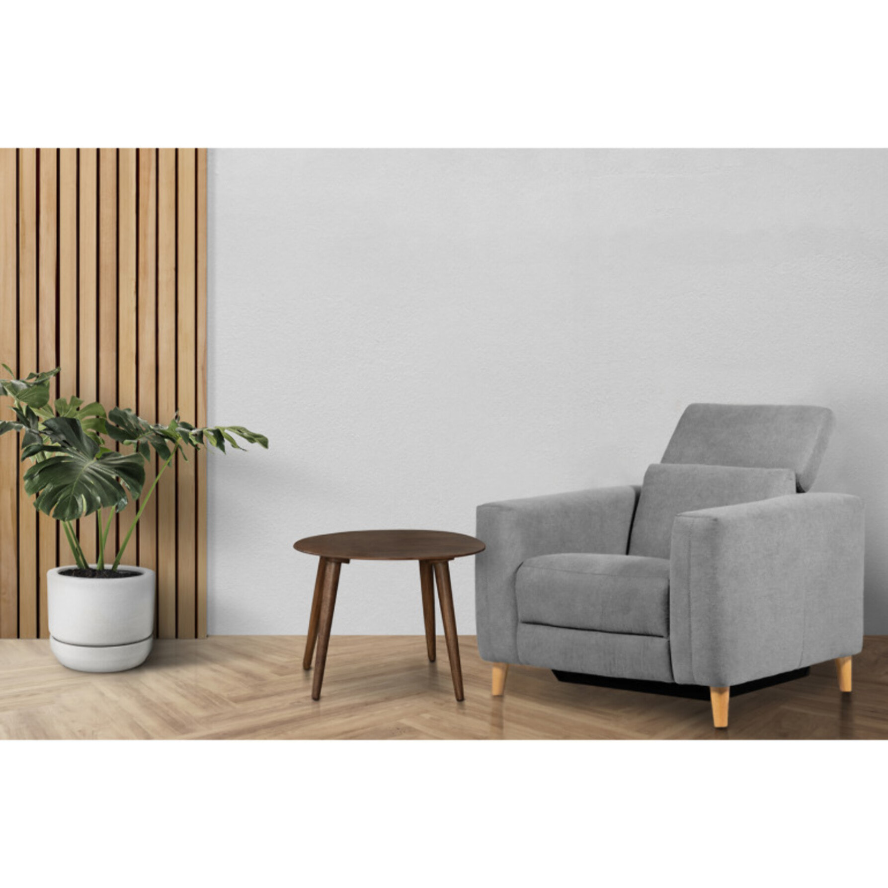 Fauteuil électrique relax tissu et pieds en bois - MARCO