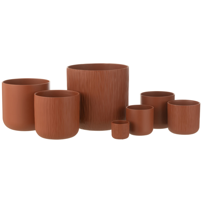 J-Line Cachepot Gen Ceramique Marron Extra Extra Large Assortiment De 2